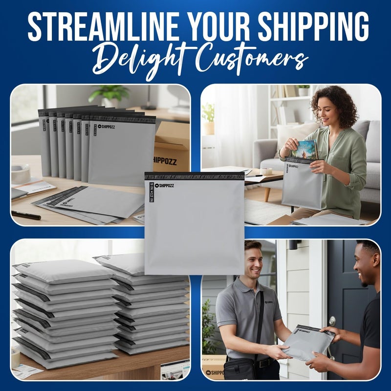 Shippozz 9x12 Poly Mailers 100 Pack, Durable Waterproof Polymailers for Shipping Clothes, Self Seal Mailing Bags for Small Business Packaging Supplies, Mailing Envelopes for Books, and Accessories - Image 5